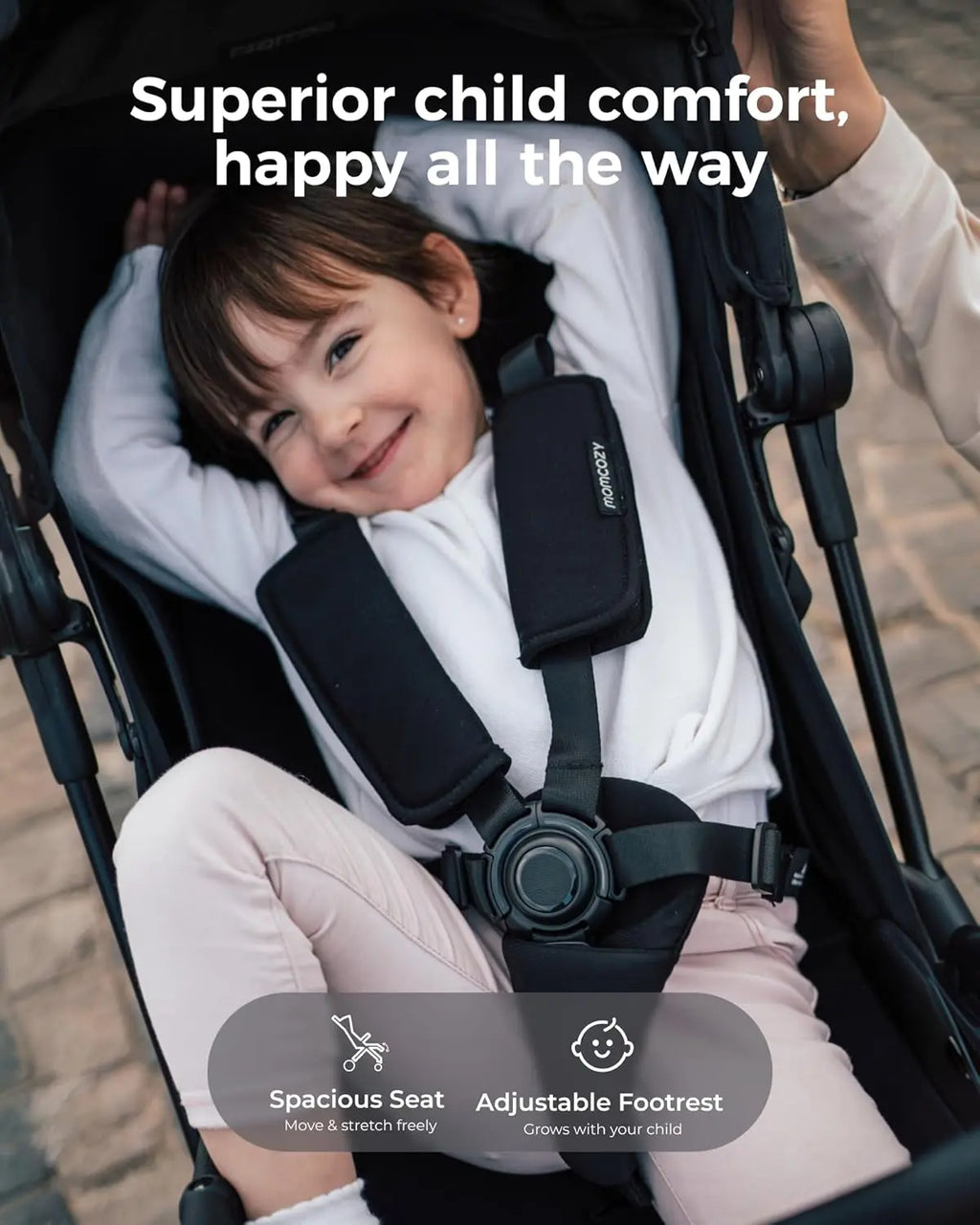 Lightweight Travel Stroller, One Click Fold for Toddlers 6M-3Y, 33L Bottom Storage