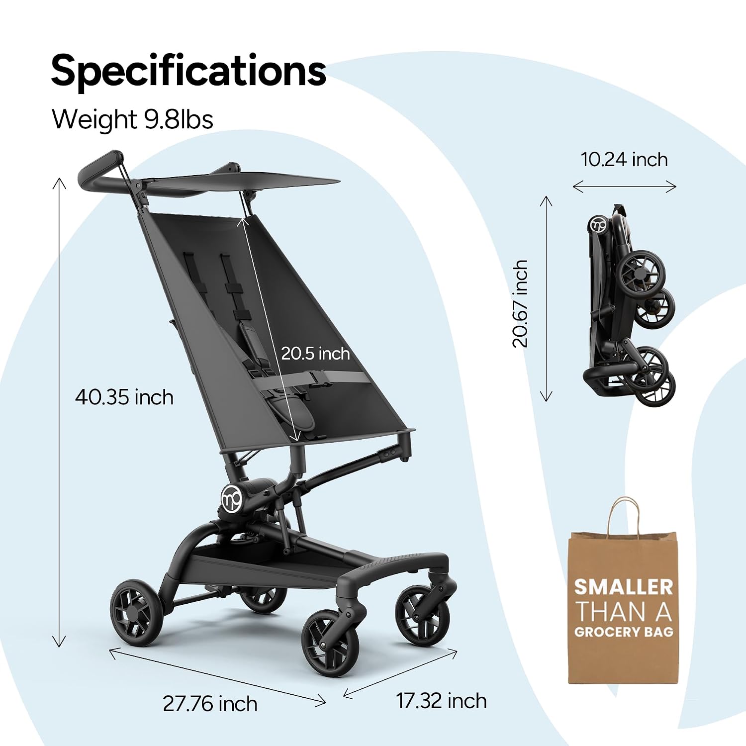 9.8 lbs Ultra - Lightweight Stroller – -Compact, One-Hand Fold