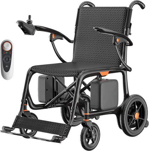 28 lbs Carbon Fiber Ultralight Foldable Electric Wheelchair – Dual Battery, 28-Mile Range