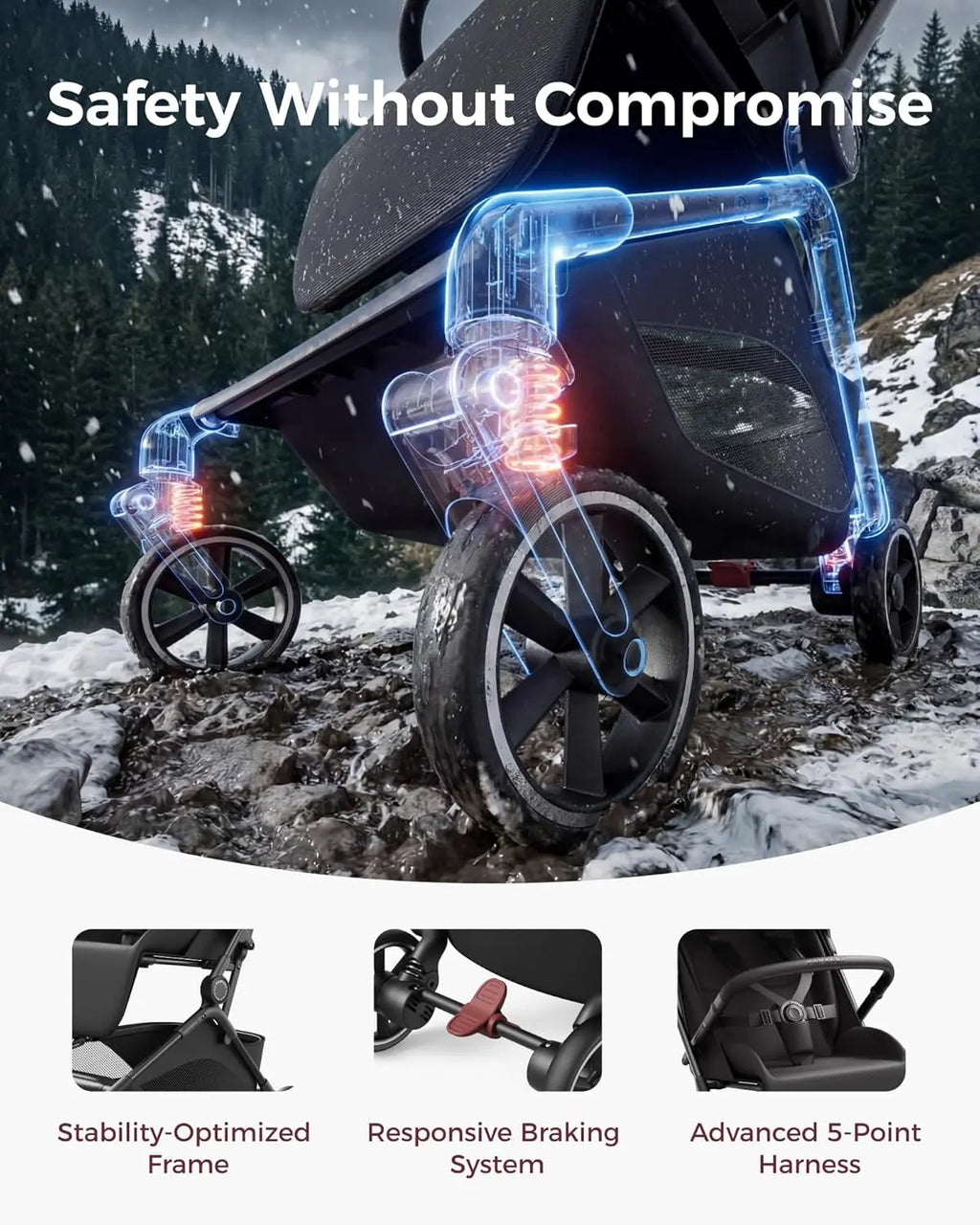 Lightweight Travel Stroller, One Click Fold for Toddlers 6M-3Y, 33L Bottom Storage