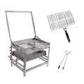 Portable 360° Rotating Charcoal Grill with Flipping Basket - Stainless Steel