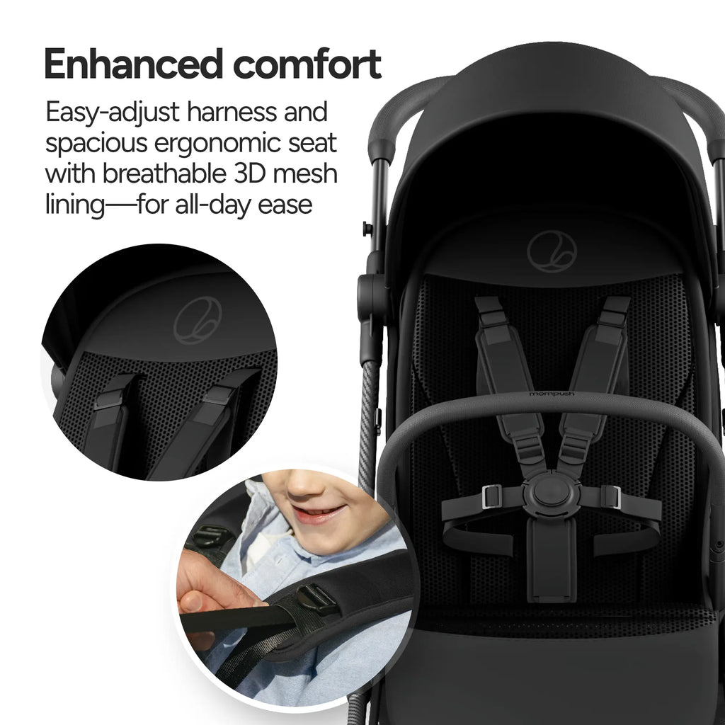 11.5 lbs - Ultralight Carbon Fiber Baby Stroller - One-Click Folding